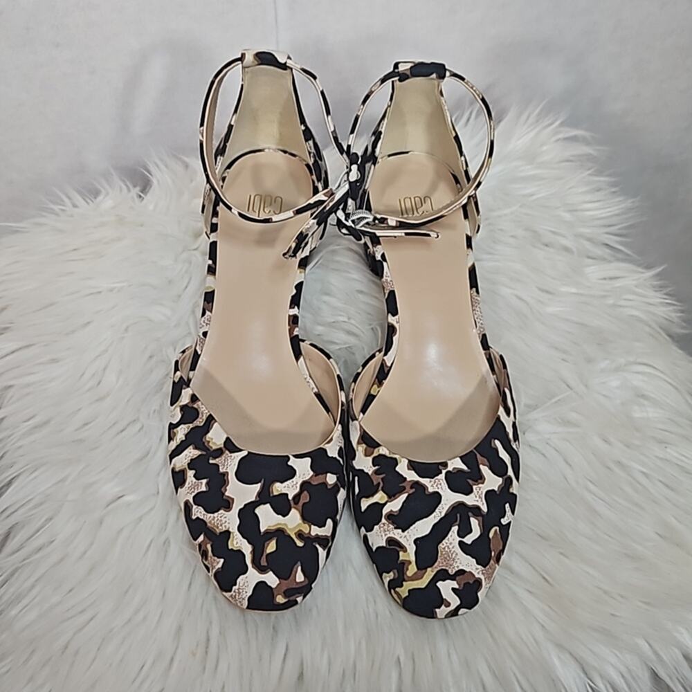 Cabi 6020 Kiki Ankle Strap Leopard Print Block Kitten Heels Women's Size 9